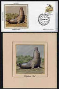 Australian Antarctic Territory 1983 Regional Wildlife - original hand-painted artwork by Peter Barrett (?) showing Elephant Seal, as used to illustrate Benham silk first day cover (27c SG 57), mounted on board 3›" x 3›" plus the m……Details Below
