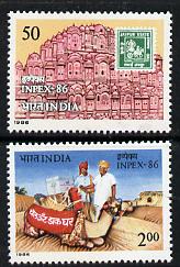 India 1986 'INPEX 86' International Stamp Exhibition set of 2 unmounted mint, SG 1182-82*