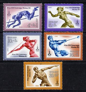Russia 1980 Olympic Sports #8 (Athletics) set of 5 unmounted mint, SG 4973-77, Mi 4932-36*