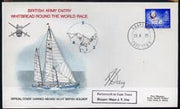 South Africa 1974 British Army Round the World Yacht race cover carried on board 'British Soldier' during stage 1 (Portsmouth to Cape Town) bearing S Africa 2c Pouring Gold stamp with Cape Town cds cancel signed by Skipper, Major J T Day