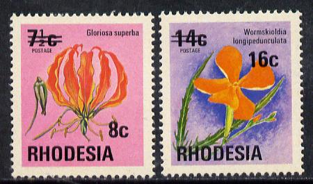 Rhodesia 1978 Surcharges set of 2 Flowers unmounted mint, SG 526-27*