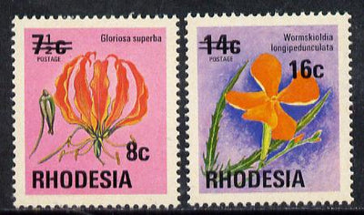Rhodesia 1978 Surcharges set of 2 Flowers unmounted mint, SG 526-27*