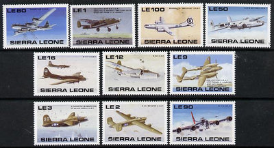 Sierra Leone 1990 50th Anniversary of end of World War II (American Aircraft) set of 10 unmounted mint, SG 1417-26*