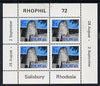 Rhodesia 1972 'Rhophil 72' Stamp Exhibition sheetlet containing 4 x 2.5c (Ruins) unmounted mint, SG MS 475