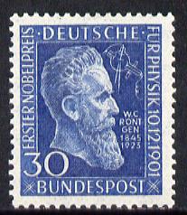Germany - West 1951 50th Anniversary of Award to Röntgen - first Nobel Prize for Physics unmounted mint, SG 1073