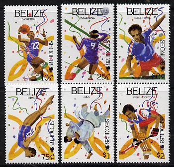 Belize 1988 Seoul Olympic Games perf set of 6 unmounted mint SG 1038-43