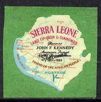 Sierra Leone 1964 Kennedy inscription on 1s Map with scarce SPECIMEN opt (publicity proof) unmounted mint as SG 303