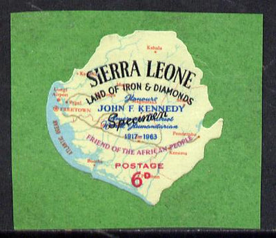 Sierra Leone 1964 Kennedy inscription on 6d Map with scarce SPECIMEN opt (publicity proof) unmounted mint as SG 302