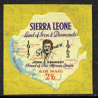Sierra Leone 1964 Kennedy inscription on 2s6d Map with scarce SPECIMEN opt (publicity proof) unmounted mint as SG 309