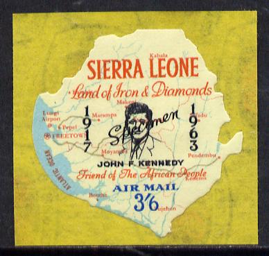Sierra Leone 1964 Kennedy inscription on 3s6d Map with scarce SPECIMEN opt (publicity proof) unmounted mint as SG 310
