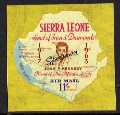 Sierra Leone 1964 Kennedy inscription on 11s Map with scarce SPECIMEN opt (publicity proof) unmounted mint as SG 312