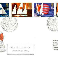 Great Britain 1975 Sailing set of 4 on cover with first Day Cancel and 'British Post Office/ Arphila 1975' cachet in violet