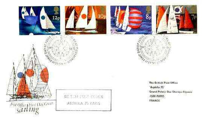 Great Britain 1975 Sailing set of 4 on cover with first Day Cancel and 'British Post Office/ Arphila 1975' cachet in violet