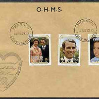 Cook Islands - Penrhyn 1973 Royal Wedding set of 3 on OHMS cover with commem cachet and first day cancel