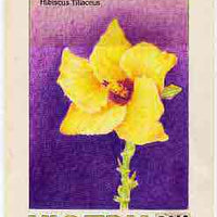 Nigeria 1987 Flowers - original hand-painted artwork for 20k value (Hibiscus) by Francis Isibor on card 5" x 8.5" endorsed B1