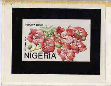 Nigeria 1986 Nigerian Life (?) - original hand-painted artwork showing Delonix Regia (Flower) by NSP&MCo artist (possibly intended for the definitive issue) on board 6