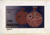 Nigeria 1990 Pottery - original hand-painted artwork for 25k value (Musical Pot) by Hilda Woods similar to issued stamp on card 8.5" x 5" endorsed C5