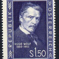 Austria 1953 50th Death Anniversary of Hugo Wolf (Composer) unmounted mint Mi 981, SG 1242