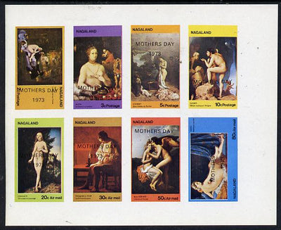 Nagaland 1973 Paintings of Nudes (opt'd Mothers Day 1973),imperf,set of 8 values (2c to 80c) unmounted mint