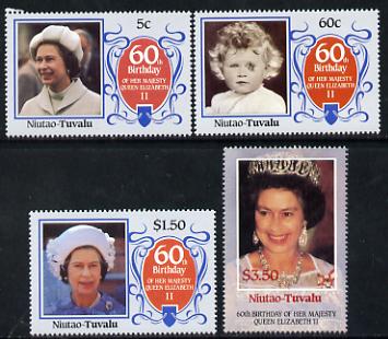 Tuvalu - Niutao 1986 Queen Elizabeth 60th Birthday set of 4 unmounted mint