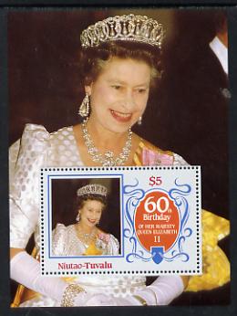 Tuvalu - Niutao 1986 Queen Elizabeth 60th Birthday $5 m/sheet unmounted mint