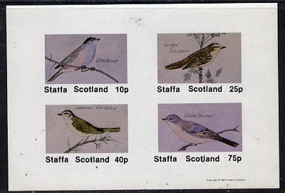 Staffa 1981 Birds #05 (Blackcap, Warbler, Whitethroat) imperf,set of 4 values (10p to 75p) unmounted mint