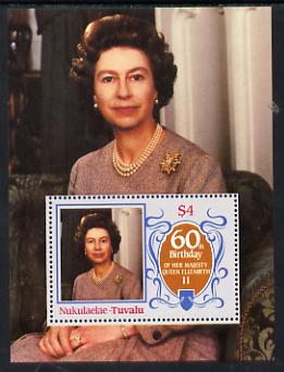 Tuvalu - Nukulaelae 1986 Queen Elizabeth 60th Birthday $4 m/sheet unmounted mint
