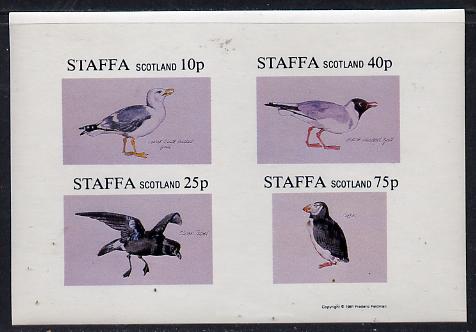 Staffa 1981 Sea Birds #02 (Gulls, Petrel & Puffin) imperf,set of 4 values (10p to 75p) unmounted mint