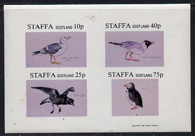 Staffa 1981 Sea Birds #02 (Gulls, Petrel & Puffin) imperf,set of 4 values (10p to 75p) unmounted mint