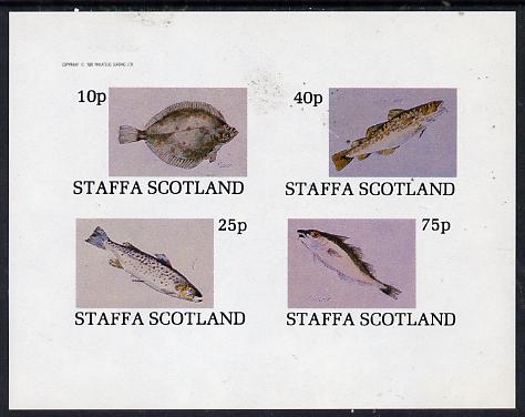 Staffa 1982 Fish #07 (Plaice, Cod, Haddock & Trout) imperf,set of 4 values (10p to 75p) unmounted mint
