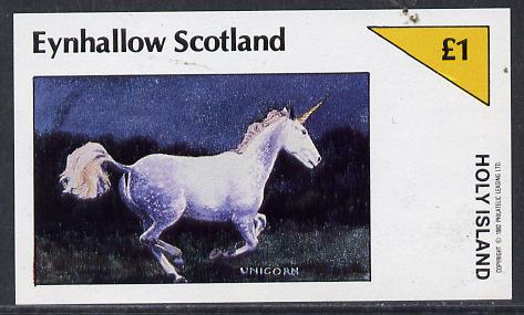 Eynhallow 1982 Mythology (Unicorn) imperf souvenir sheet (£1 value) unmounted mint