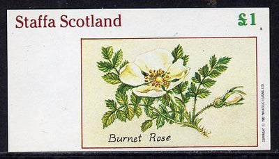 Staffa 1982 Roses #4 (Burnet Rose) imperf souvenir sheet (£1 value),unmounted mint