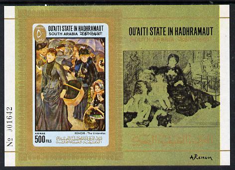 Aden - Qu'aiti 1967 Renoir imperf miniature sheet (The Umbrellas) unmounted mint Mi BL 17B