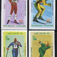 Togo 1980 Lake Placid Winter Olympics imperf set of 4 from limited printing unmounted mint, as SG 1418-21