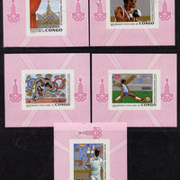 Congo 1979 Olympics set of 5 imperf deluxe miniature sheets (Boxing, Fencing, Running, Football) unmounted mint