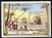 St Vincent - Grenadines 1988 Explorers the unissued $6 m/sheet (Santa Maria) unmounted mint.