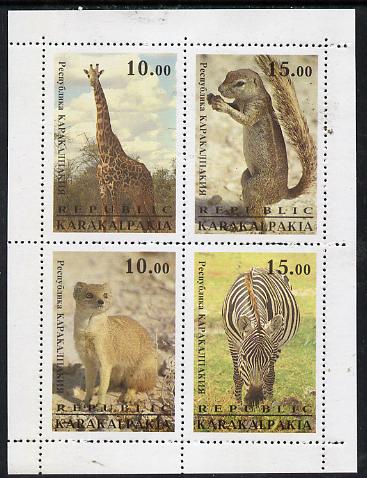 Karakalpakia Republic 1996 Animals #2 sheetlet containing 4 values unmounted mint