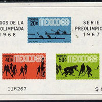 Mexico 1967 Olympic Games (3rd Issue - Postage) imperf m/sheet showing Canoeing, Basketball & Hockey unmounted mint, SG MS 1145a