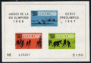 Mexico 1967 Olympic Games (3rd Issue - Postage) imperf m/sheet showing Canoeing, Basketball & Hockey unmounted mint, SG MS 1145a