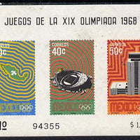 Mexico 1968 Olympic Games imperf m/sheet showing Dove, Stadium & Telecom Tower unmounted mint
