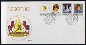 Lesotho 1982 Princess Di's 21st Birthday set of 4 on Official cover with first day commemorative cancel
