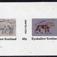 Eynhallow 1982 Medieval Art (Celtic Bull & Celtic Monster) imperf set of 2 (40p & 60p) unmounted mint