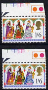 Great Britain 1969 Christmas 1s6d unmounted mint with new blue (King's robe) omitted plus normal SG 814e