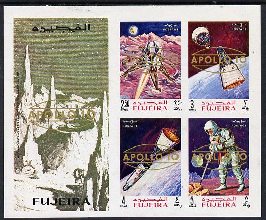 Fujeira 1969 Apollo Space Flights imperf m/sheet opt'd Apollo 10, Mi BL 15B unmounted mint