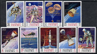 Fujeira 1969 Apollo Space Flights perf set of 9 with Moon Landing opt, Mi A399-407A unmounted mint