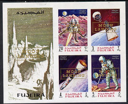 Fujeira 1969 Apollo Space Flights imperf m/sheet with Moon Landing opt unmounted mint, Mi BL 16B