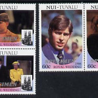 Tuvalu - Nui 1986 Royal Wedding (Andrew & Fergie) set of 4 (2 se-tenant pairs) overprinted SPECIMEN unmounted mint