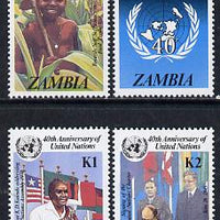 Zambia 1985 United Nations 40th Anniversary set of 4 unmounted mint, SG 445-48*