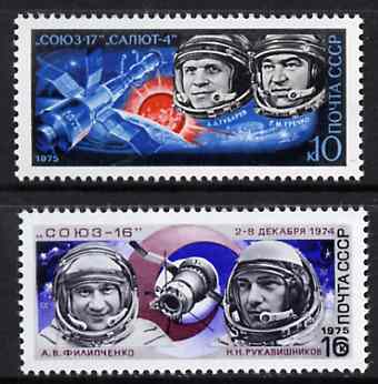 Russia 1975 Cosmonautics Day #2 set of 2 unmounted mint, SG 4382-83, Mi 4343-44*