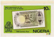 Nigeria 1984 25th Anniversary of Central Bank - original hand-painted composite artwork for 10k value (showing 1968 £1 note) by NSP&MCo Staff Artist Olukoya Ogunfowora on card 8.5" x 5", endorsed A2